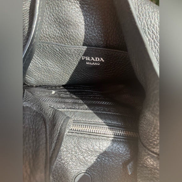 Prada Sacca Nero Bag - Large Black Leather Hobo Bag WITH AUTHENTICITY CARD - Picture 10 of 13